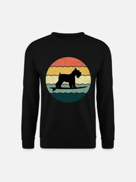 Miniature Schnauzer Dog Surfing Vintage Retro - Unisex Sweatshirt - black