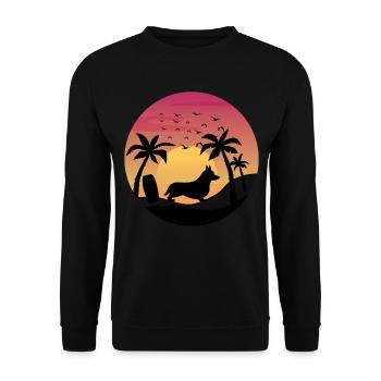 Cardigan Welsh Corgi Dog Surfing Beach Palm Trees - Unisex Sweatshirt - black - Front - Alina (178cm) & Michal (187cm)