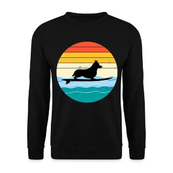 Cardigan Welsh Corgi Dog Surfing Sea Vintage retro - Unisex Sweatshirt - black - Front - Alina (178cm) & Michal (187cm)