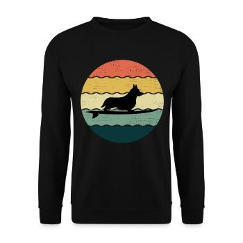Cardigan Welsh Corgi Dog Surfing Vintage Retro - Unisex Sweatshirt - black - Front - Alina (178cm) & Michal (187cm)