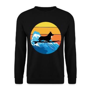 Cardigan Welsh Corgi Dog Surfing Vintage Retro - Unisex Sweatshirt - black - Front - Alina (178cm) & Michal (187cm)