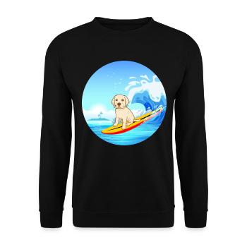 Labrador Retriever Chien Surf Vagues de la mer - Sweat-shirt Unisexe - noir - Devant - Alina (178cm) & Michal (187cm)