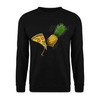 Pizza ohne Ananas - Unisex Pullover - Schwarz - Vorne - Alina (178cm) & Michal (187cm)