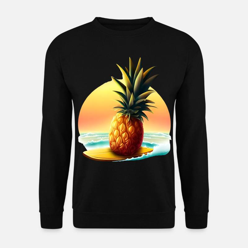 Surfeur d’ananas au coucher du soleil - Sweat-shirt Unisexe - noir