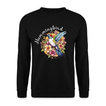 Hummingbird Flowers Bird Animal Art Watercolor Colorful - Unisex Sweatshirt - black - Front - Alina (178cm) & Michal (187cm)