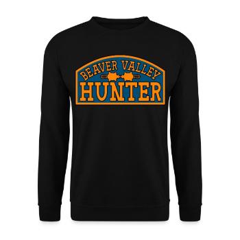 Beaver Valley Hunter Biber Tal Jäger Männer - Unisex Pullover - Schwarz - Vorne - Alina (178cm) & Michal (187cm)
