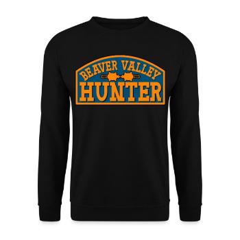 Beaver Valley Hunter Biber Tal Jäger Männer - Unisex Pullover - Schwarz - Vorne - Alina (178cm) & Michal (187cm)