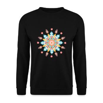 Mandala in orange, pink and light blue - Unisex Sweatshirt - black - Front - Alina (178cm) & Michal (187cm)