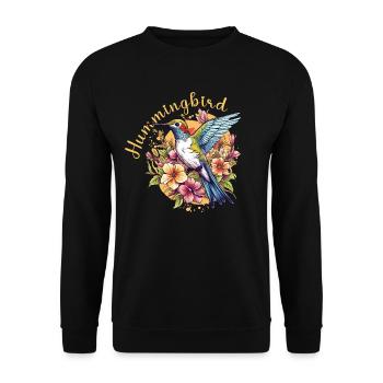 Hummingbird Flowers Bird Animal Art Watercolor Colorful - Unisex Sweatshirt - black - Front - Alina (178cm) & Michal (187cm)
