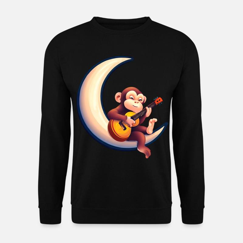 Musikalischer Affe im Halbmond - Unisex Pullover - Schwarz