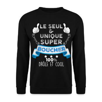 Super Boucher Cadeau Humour Homme - Sweat-shirt Unisexe - noir - Devant - Alina (178cm) & Michal (187cm)