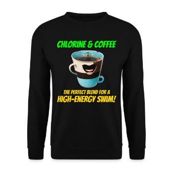 Chlorine and coffee: Swimmer Swimming Swim - Unisex Sweatshirt - black - Front - Alina (178cm) & Michal (187cm)