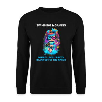 Schwimmen Schwimmen Schwimmen Unterwasser Gaming Videospiel - Unisex Pullover - Schwarz - Vorne - Alina (178cm) & Michal (187cm)