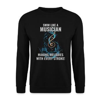 Schwimmen wie ein Musiker - Unisex Pullover - Schwarz - Vorne - Alina (178cm) & Michal (187cm)