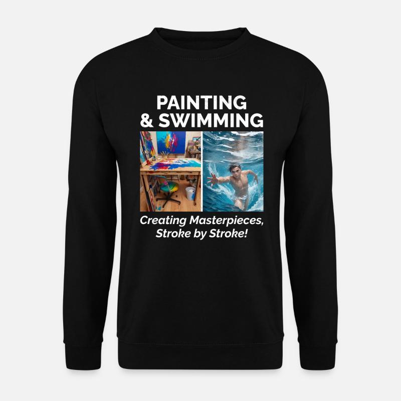 Malen und Schwimmen - Unisex Pullover - Schwarz