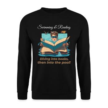 Swimming and Reading Swimmer Reader Book Lover - Unisex Sweatshirt - black - Front - Alina (178cm) & Michal (187cm)