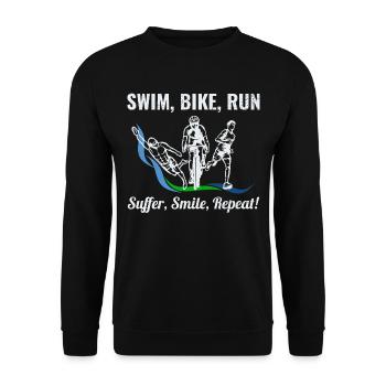 Schwimmen Rad Laufen Triathlon Triathlet Leichtathletik - Unisex Pullover - Schwarz - Vorne - Alina (178cm) & Michal (187cm)