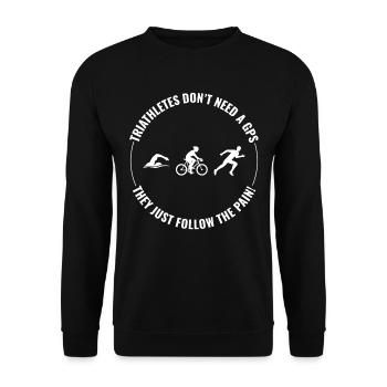 Schwimmen, Radfahren, Laufen, Triathlon, Triathlet, Leichtathletik - Unisex Pullover - Schwarz - Vorne - Alina (178cm) & Michal (187cm)