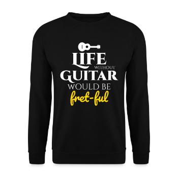 Fret-fully Funny: Célébrer la vie avec des guitares - Sweat-shirt Unisexe - noir - Devant - Alina (178cm) & Michal (187cm)