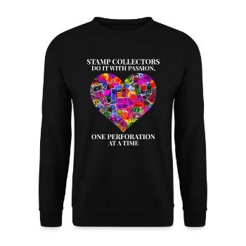 Passionate Philatelists Stamp Collecting Collector - Unisex Sweatshirt - black - Front - Alina (178cm) & Michal (187cm)