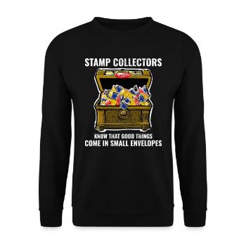 Stamp Collecting Collector Philatelist - Unisex Sweatshirt - black - Front - Alina (178cm) & Michal (187cm)