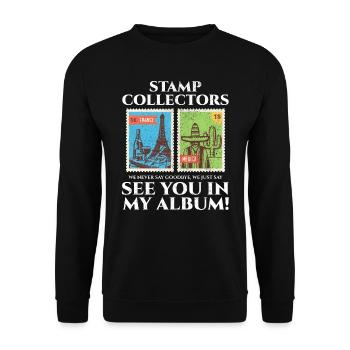 Philatéliste collectionneur collectionneur de timbres - Sweat-shirt Unisexe - noir - Devant - Alina (178cm) & Michal (187cm)
