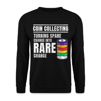 Coin Collecting Collector Numismatic Numismatist - Unisex Sweatshirt - black - Front - Alina (178cm) & Michal (187cm)