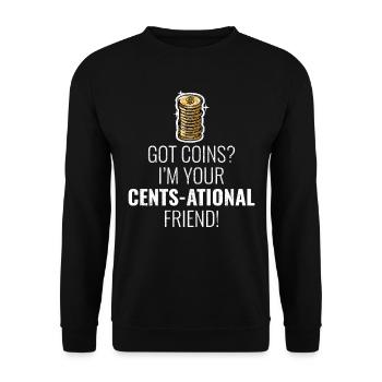 Coin Collecting Collector Numismatic Numismatist - Unisex Sweatshirt - black - Front - Alina (178cm) & Michal (187cm)