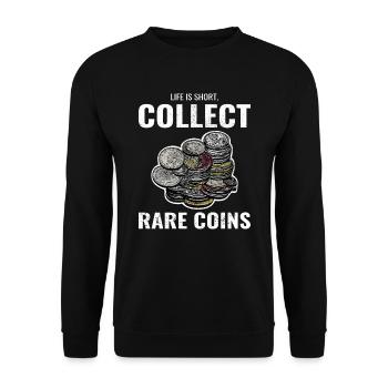 Coin Collecting Collector Numismatic Numismatist - Unisex Sweatshirt - black - Front - Alina (178cm) & Michal (187cm)