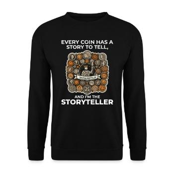 Coin Collecting Collector Numismatic Numismatist - Unisex Sweatshirt - black - Front - Alina (178cm) & Michal (187cm)
