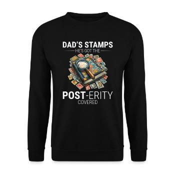 Timbre-poste vintage Collector Papa Philatéliste - Sweat-shirt Unisexe - noir - Devant - Alina (178cm) & Michal (187cm)