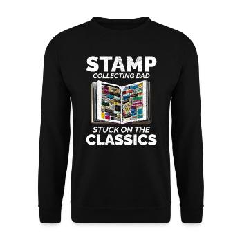 Timbre-poste vintage Collector Papa Philatéliste - Sweat-shirt Unisexe - noir - Devant - Alina (178cm) & Michal (187cm)