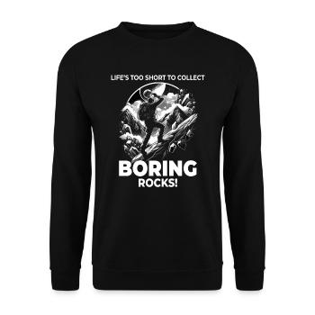 Gesteinssammler Geologie Fossiliensammler - Unisex Pullover - Schwarz - Vorne - Alina (178cm) & Michal (187cm)