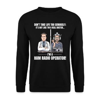 Real Doctor vs Amateur Ham Radio Operator Vintage - Unisex Sweatshirt - black - Front - Alina (178cm) & Michal (187cm)