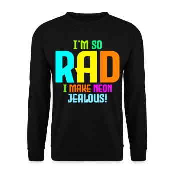 Rad '80s Neon-Inspired Design - Retro Style - Unisex Sweatshirt - black - Front - Alina (178cm) & Michal (187cm)