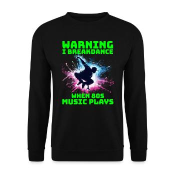 80er Jahre Breakdancer Silhouette - Neon Dance Moves - Unisex Pullover - Schwarz - Vorne - Alina (178cm) & Michal (187cm)
