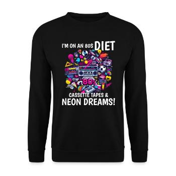 I'm on an 80s Diet Cassette Tapes Vintage 1980s - Unisex Sweatshirt - black - Front - Alina (178cm) & Michal (187cm)