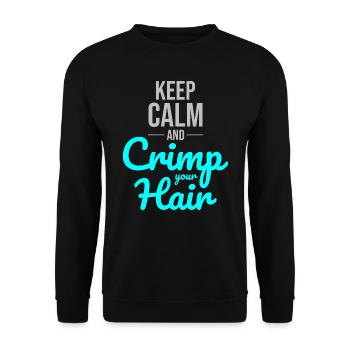 Crimpen Sie Ihr Haar: Genießen Sie die Nostalgie und den Stil der 80er Jahre - Unisex Pullover - Schwarz - Vorne - Alina (178cm) & Michal (187cm)