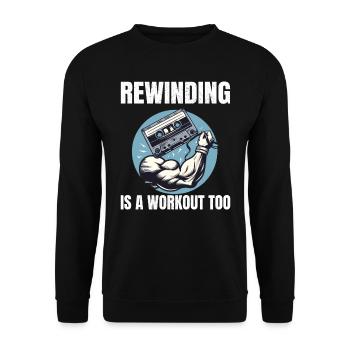 Muscle-Powered Cassette Rewind 80s Fitness Workout - Unisex Sweatshirt - black - Front - Alina (178cm) & Michal (187cm)