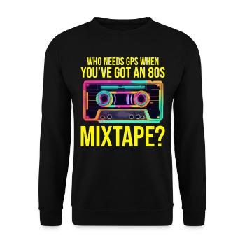 Neon '80s Cassette Tape: Nostalgic Retro Vibes - Unisex Sweatshirt - black - Front - Alina (178cm) & Michal (187cm)