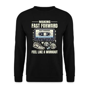 Retro 80s Workout Cassette Tape Fitness Workout - Unisex Sweatshirt - black - Front - Alina (178cm) & Michal (187cm)