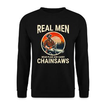 Lumberjack Woodworker Woodcutter Chainsaw Arborist - Unisex Sweatshirt - black - Front - Alina (178cm) & Michal (187cm)