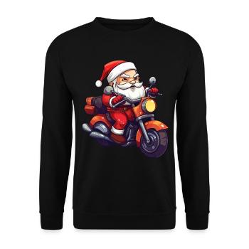 Santa Claus Motorcycle Sunglasses Christmas - Unisex Sweatshirt - black - Front - Alina (178cm) & Michal (187cm)