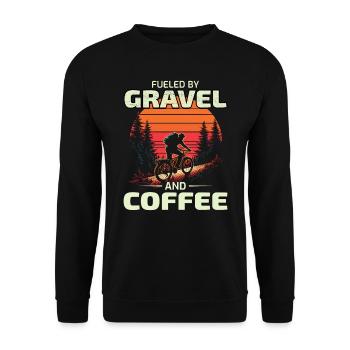 Sunset Gravel Riding: Angetrieben von Schotter und Kaffee - Unisex Pullover - Schwarz - Vorne - Alina (178cm) & Michal (187cm)