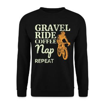 Gravel Ride Kaffee, Nickerchen, Wiederholungsabenteuer warten - Unisex Pullover - Schwarz - Vorne - Alina (178cm) & Michal (187cm)