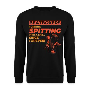 Beatboxing Musikalischer Humor Spucken Geschicklichkeit Humorvoll - Unisex Pullover - Schwarz - Vorne - Alina (178cm) & Michal (187cm)