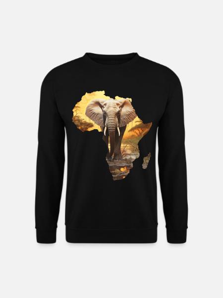 Afrika Landkarte Kontinent Umriss Elefant Sonne - Unisex Pullover - Schwarz