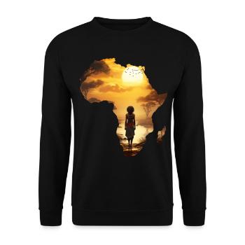 Africa Map Continent Outline Sunset - Unisex Sweatshirt - black - Front - Alina (178cm) & Michal (187cm)