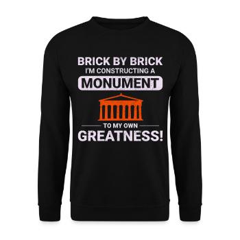 Monumental Brick Mastery: Humorous Bricklayer - Unisex Sweatshirt - black - Front - Alina (178cm) & Michal (187cm)