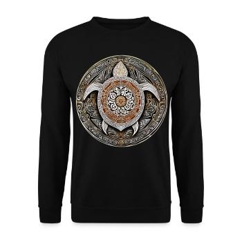 Maori Symbol Schildkröte IV - Unisex Pullover - Schwarz - Vorne - Alina (178cm) & Michal (187cm)